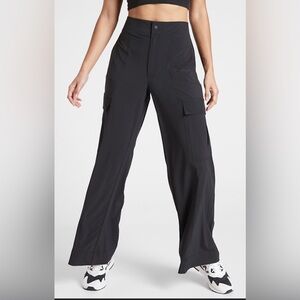 Athleta Black CHELSEA UTILITY WIDE LEG Pants Size 6
